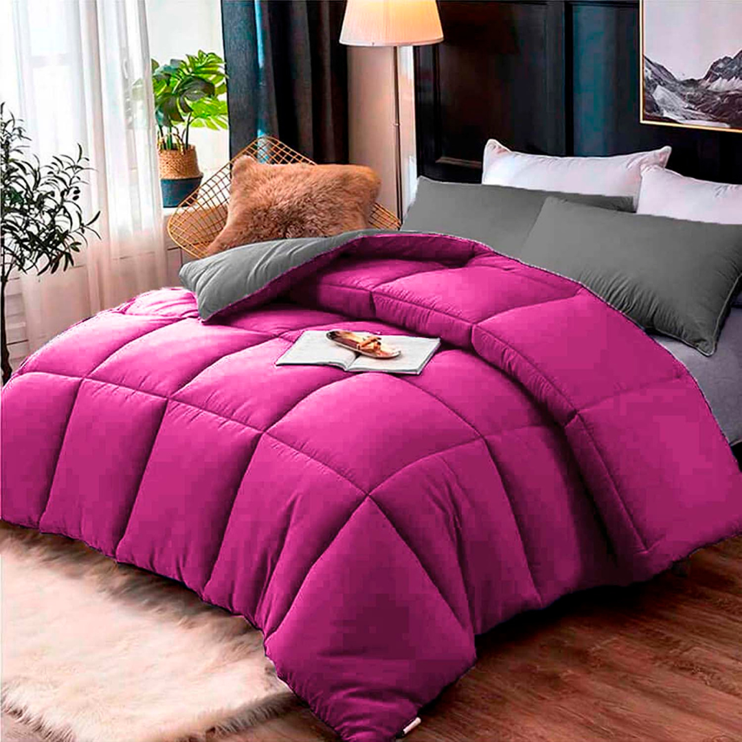 Edredon Premium Bicolor Fucsia/Gris