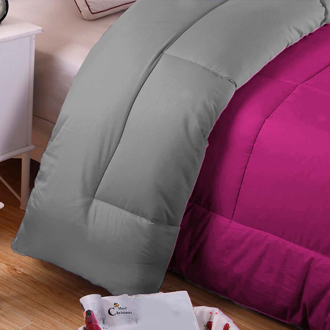 Edredon Premium Bicolor Fucsia/Gris