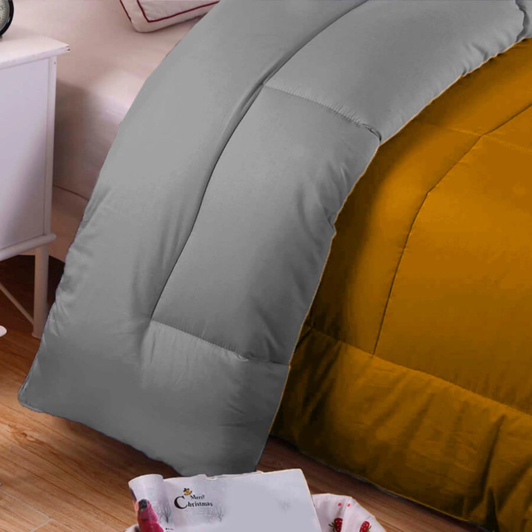 Edredon Premium Bicolor Mostaza/Gris