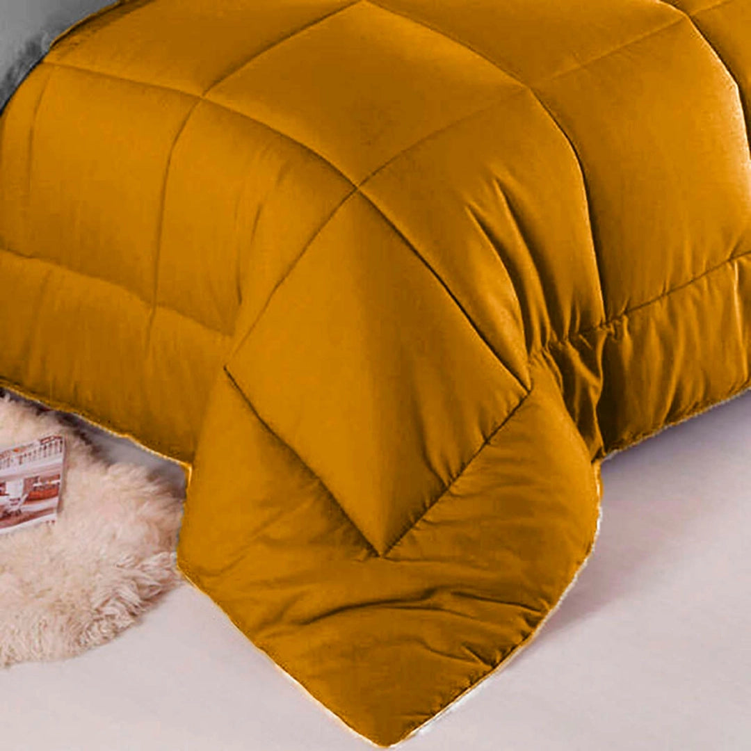 Edredon Premium Bicolor Mostaza/Gris