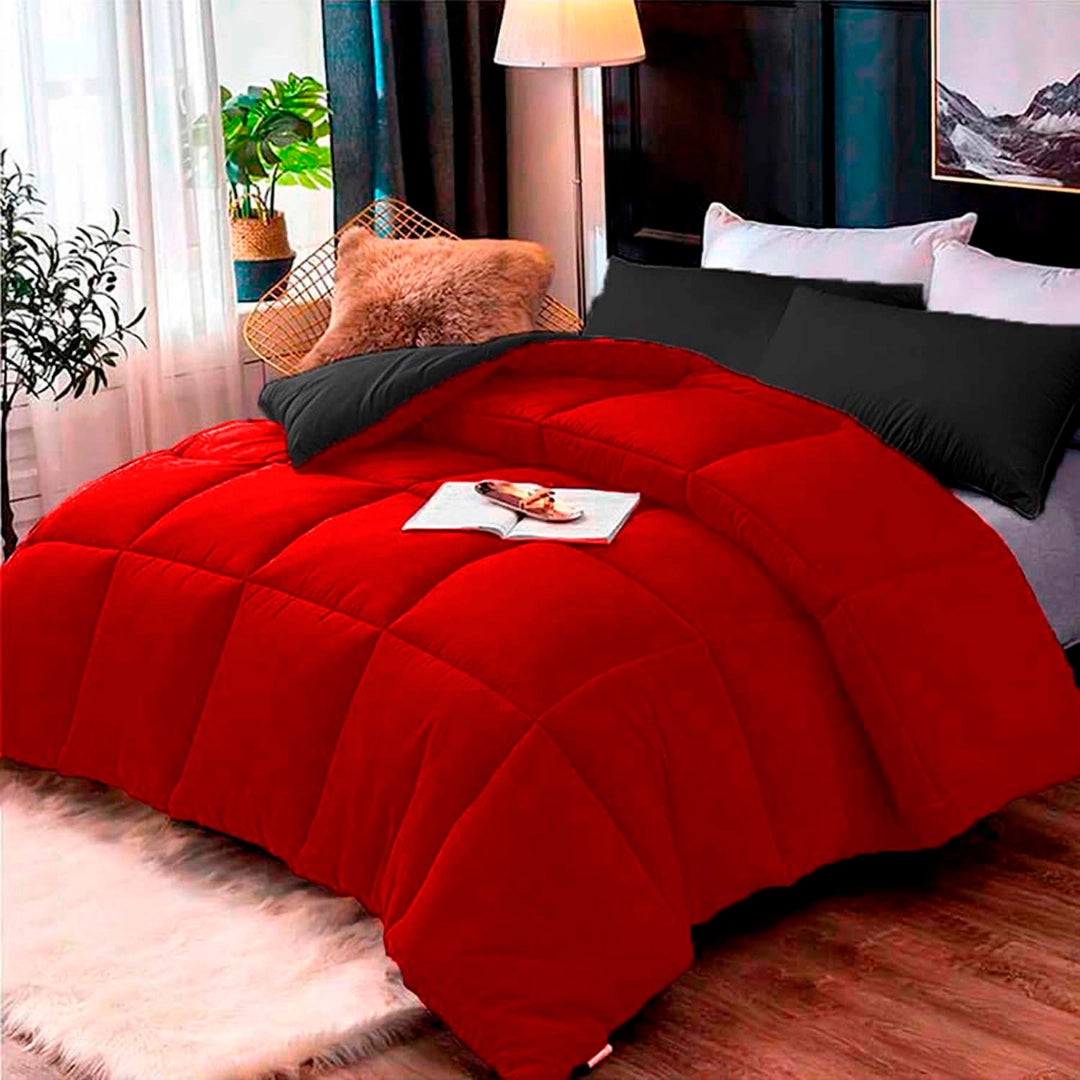 Edredon Premium Bicolor Rojo/Negro