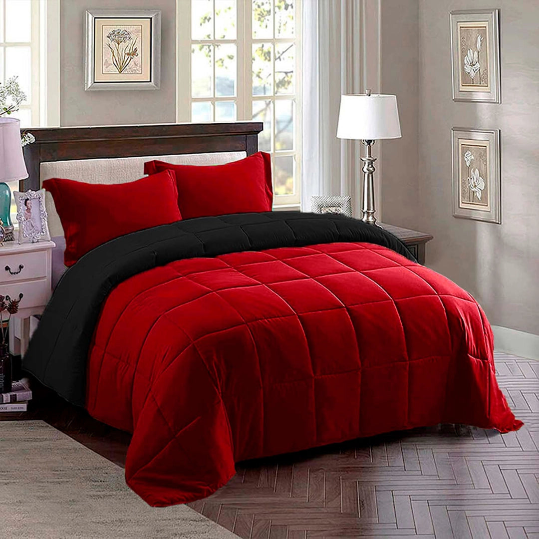 Edredon Premium Bicolor Rojo/Negro