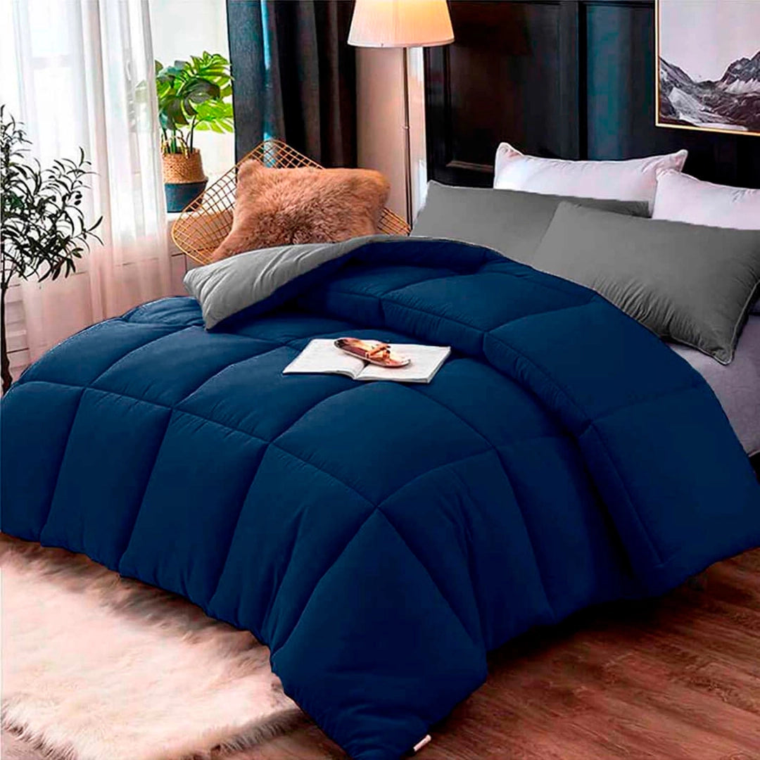 Edredon Premium Bicolor Azul/Gris
