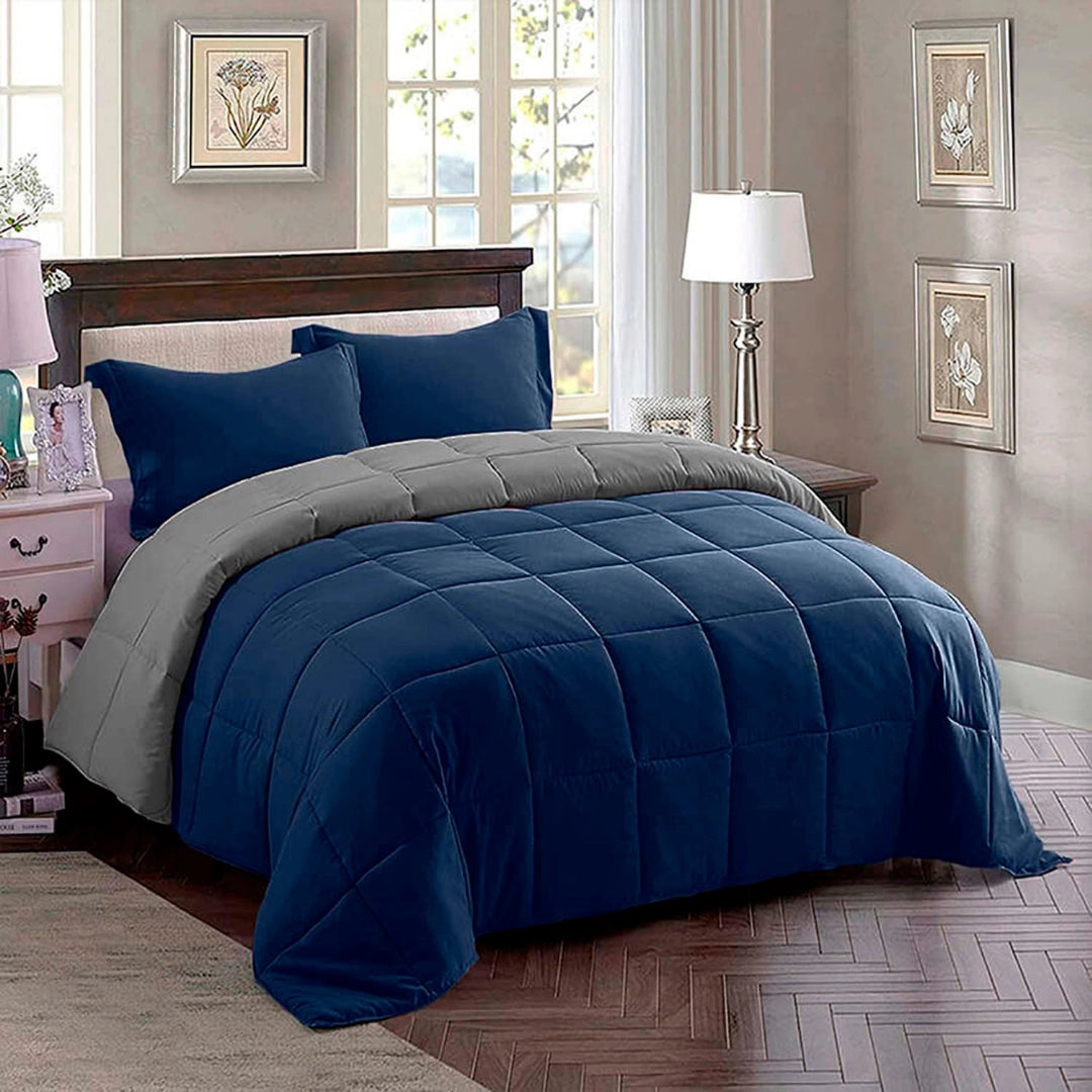 Edredon Premium Bicolor Azul/Gris