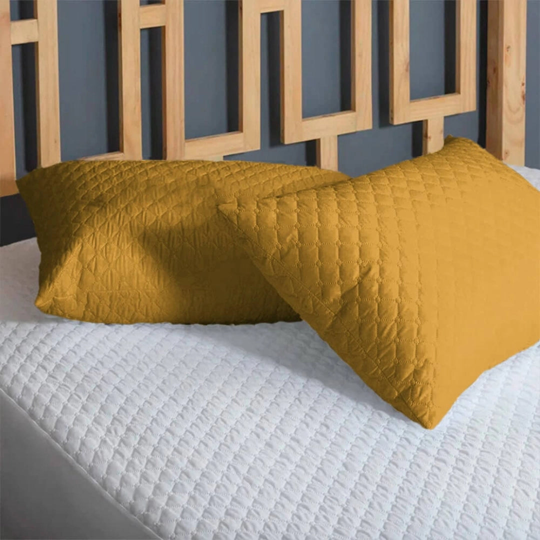 Set *2 Protectores de Almohadas Acolchados Mostaza 50 cm*70 cm