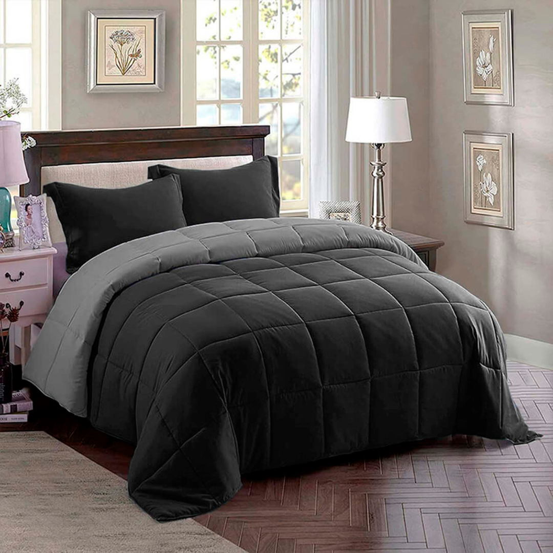 Edredon Premium Bicolor Negro/Gris