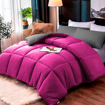Edredon Premium Bicolor Fucsia/Gris