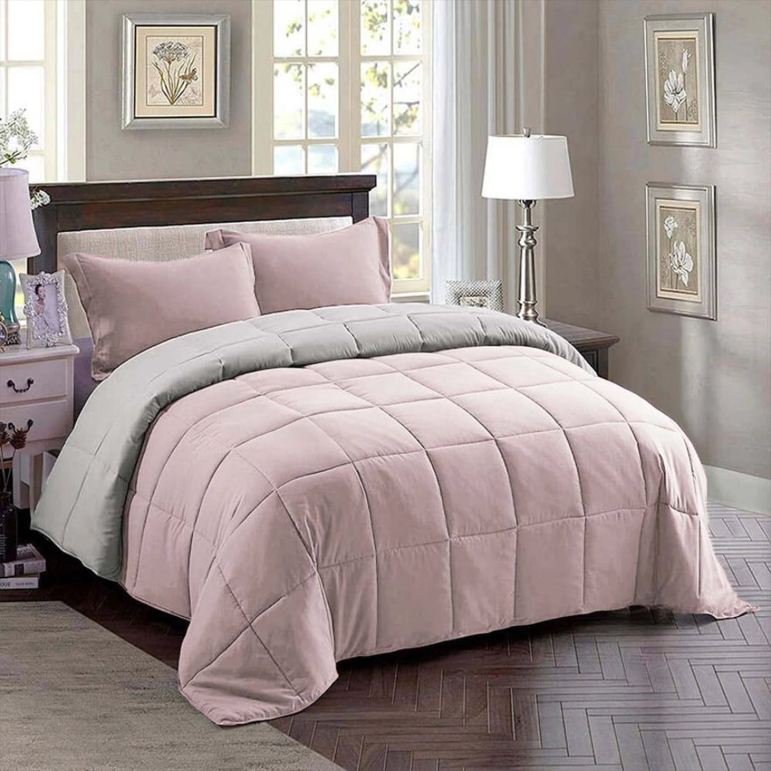 Edredon Premium Bicolor Rosa/Gris