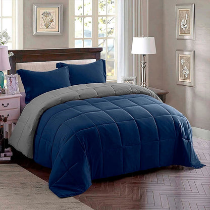 Edredon Premium Bicolor Azul/Gris