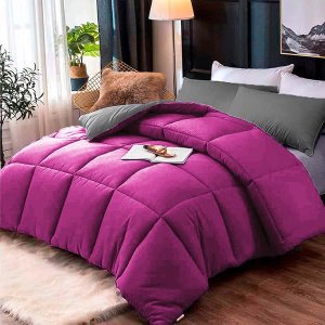 Edredon premium Fucsia-gris